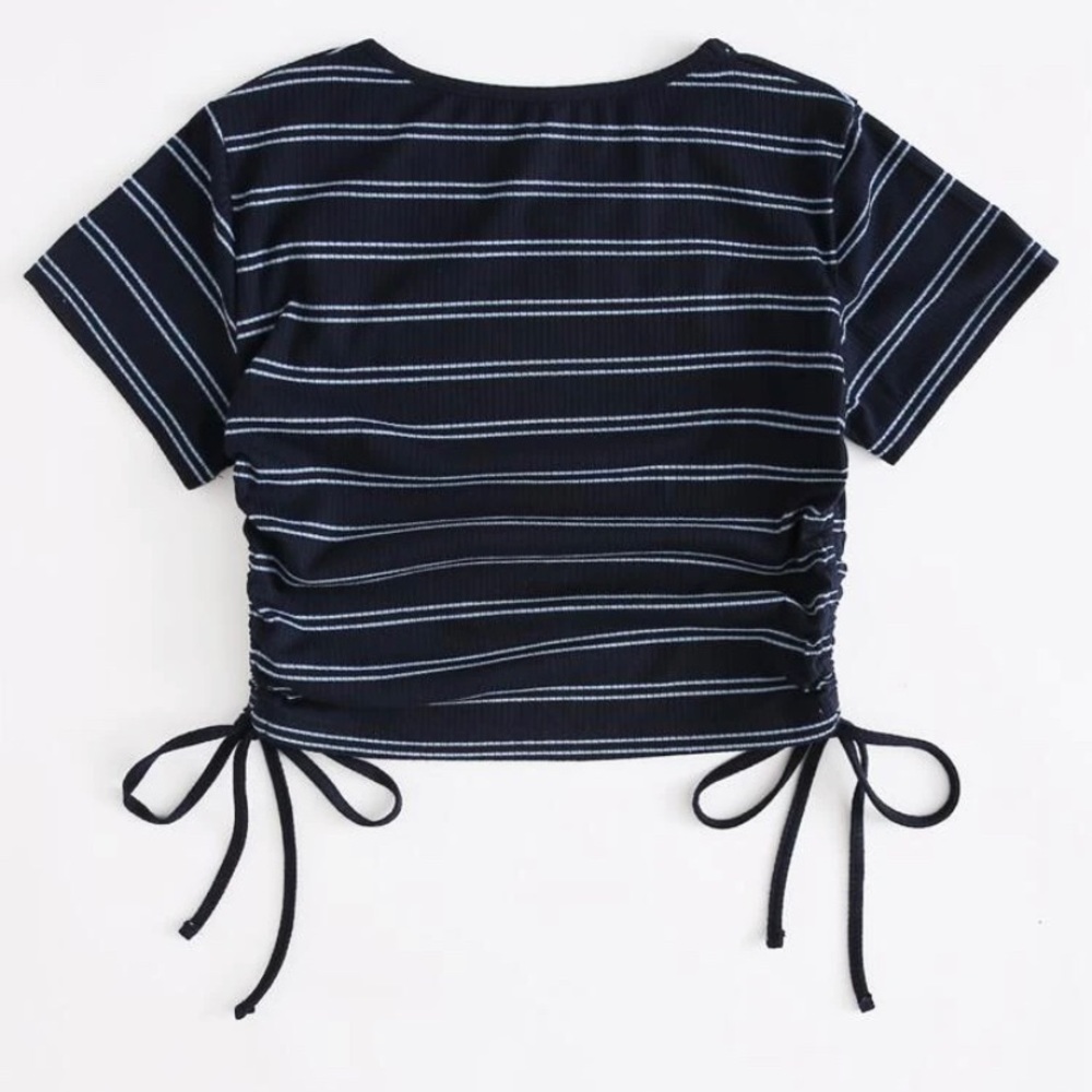 Striped Drawstring Side Tee